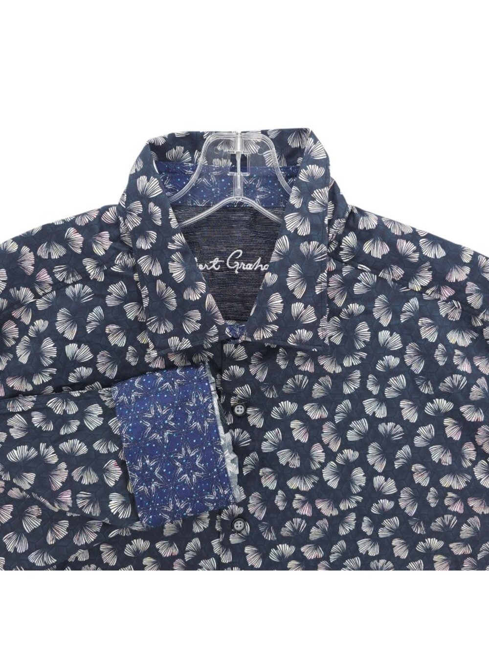 ROBERT GRAHAM Flip Cuff LS Shirt Floral Geometric Classic Fit 100% Cotton 2XL